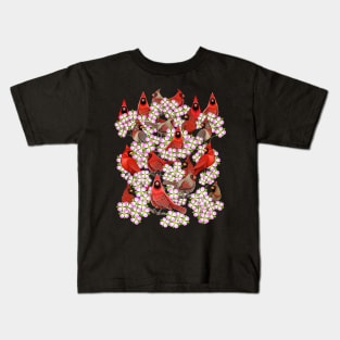 Red Cardinal dogwood flower North Carolina Virginia Kids T-Shirt